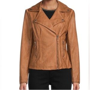 Women’s Tan Faux Leather Jacket